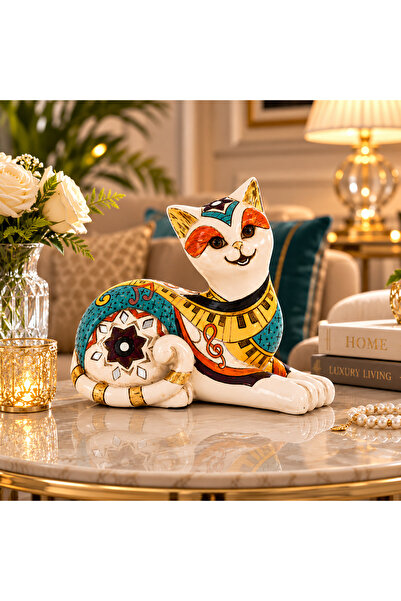 Dania Luxury Decorative Cat Figurine 18X15Cm - Artistic Design Inspired by Mu...