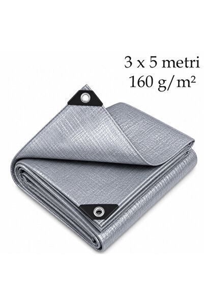 OEM Prelată ranforsată 160 g/m², 3x5 m, super rezistentă, impermeabilă, gri