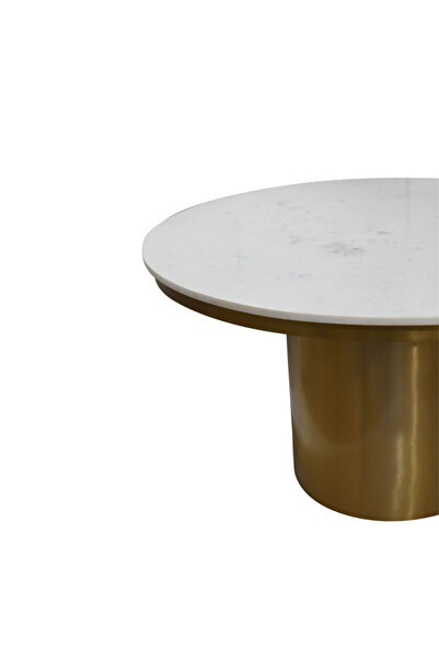 Roots Furniture طاولة طعام دائرية من حجر القمر
