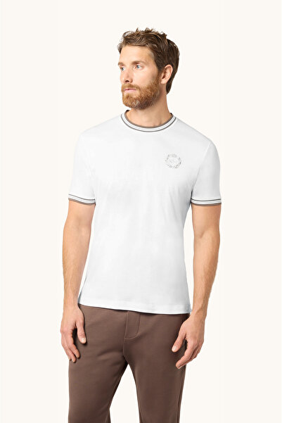 PAUL&SHARK Men's Regular Fit Contrast Round Neck Logo Embroidered Short Sleev...
