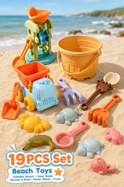 Generic 19pcs Abs Sand Beach Play Set Collapsible Bucket Shovels Molds Washab...