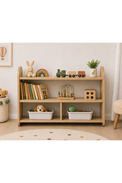 HEPSİMONTE Montessori - Oval Kenarlı - Oyuncak Dolabı - Yatay