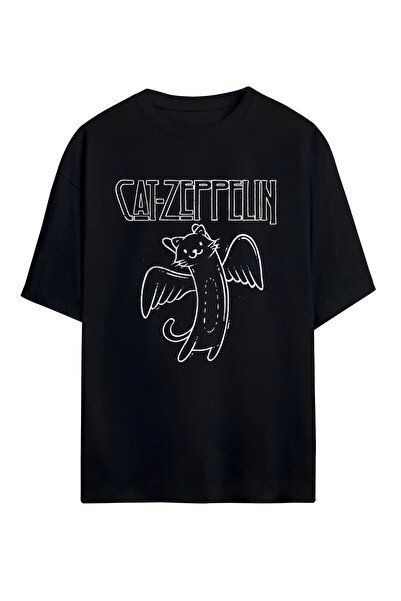 STİL-X Cat Printed Unisex 100% Cotton Oversize T-Shirt