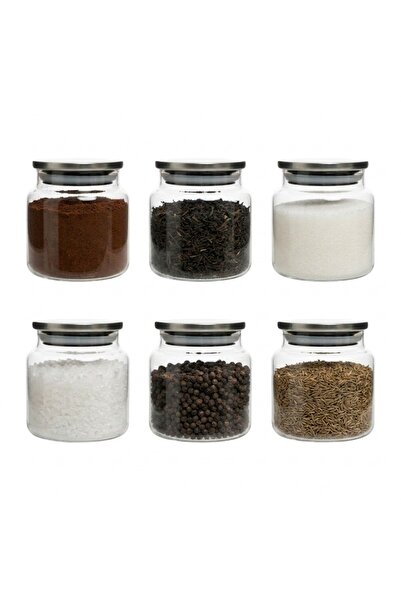 ÖZ HOME 6 Pieces 500 ml Vacuum Glass Storage Container Jar Set with Metal Lids