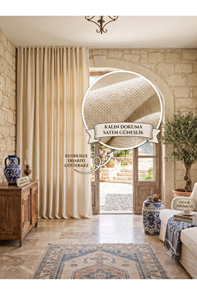 oğur dikimevi Cream Satin Sunshade Curtain High Quality