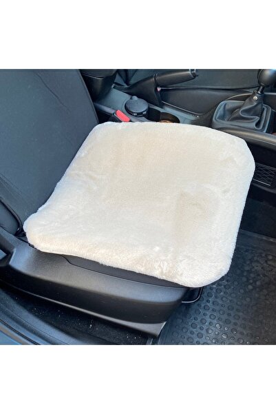 TakÇalıştır Soft Furry Plush Serme Car Seat Protector Cushion Front Single Beige