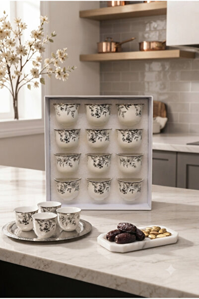 Generic *Luxury Ceramic Arabic Coffee Cup Set - 12 Piece Elegant Design for H...