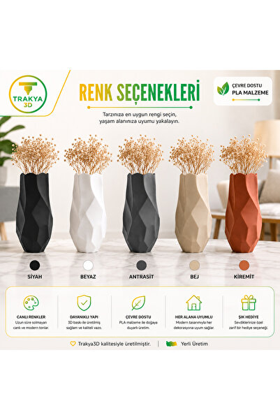 EDRİN VAZO – Modern Dekoratif 3D Baskı Vazo