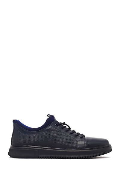 Derimod Men's Navy Blue Lace-Up Leather Sneaker Wm720004Db