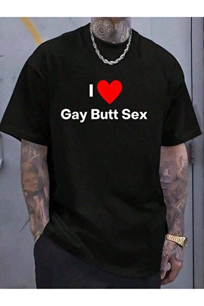 29CUN % Cotton I Love Butt - Gay Couples Merch-Shirt Round Neck Short Sleeve-...