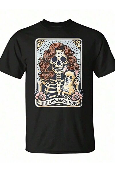 29CUN Chihuahua Mom Tarot Card Skeleton Mama Dog Lover Witchy Vibe-Shirt - Mo...