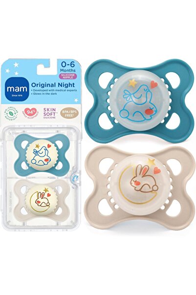 MAM baby Set de 2 suzete ortodontice, Original Night Planet Love, 3-6 luni, c...