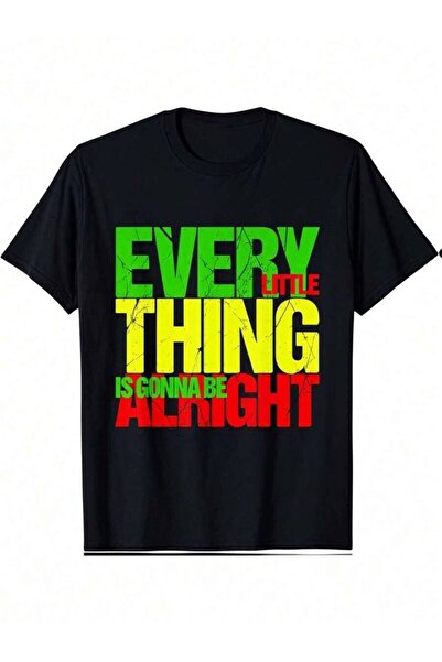 26LIK Every Little Thing Is Gonna Be Alright Shirt Black Colors Print Casual ...