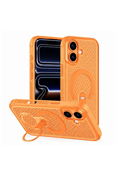 Zebana Apple iPhone 16 Plus Uyumlu Kılıf CoolRing M-Safe Silikon Kılıf Turuncu