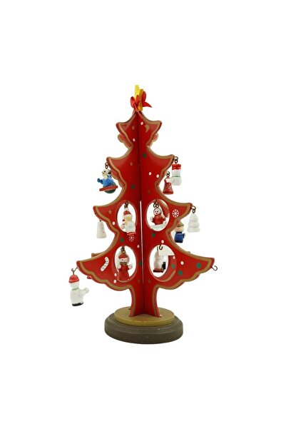 Rao Decoratiune Craciun, Brad, Rosu, 8 Cavitati cu Ornamente, 18.5 Cm X 25 Cm...