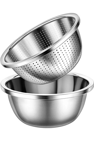 STARSTAR Stainless steel sieve, 22cm, with mixing bowl, kitchen food sieve, s...