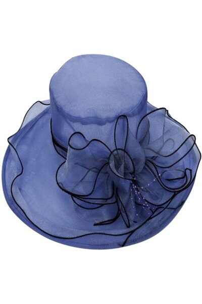 STARSTAR Foldable summer floral hat, dark blue, wide lace, perfect for a beac...