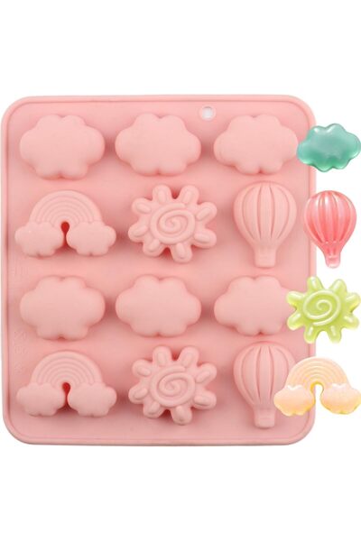 STARSTAR Weather-themed silicone candy molds, cloud, rainbow, and sun chocola...