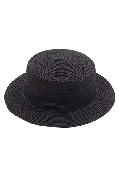 STARSTAR Women's felt hat, solid color summer sun hat, straw beach hat, black...