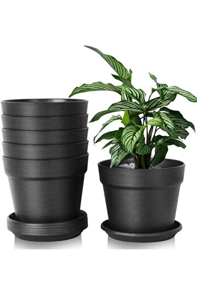 STARSTAR A set of 6 flower pots - with saucers - 20cm round