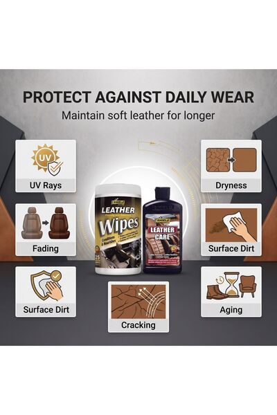 SHIELD Leather Care Duo - Conditioner Cream + Leather Wipes - Bundle of 2