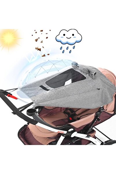 STARSTAR Grey waterproof UV50+ stroller sun canopy – with viewing window and ...