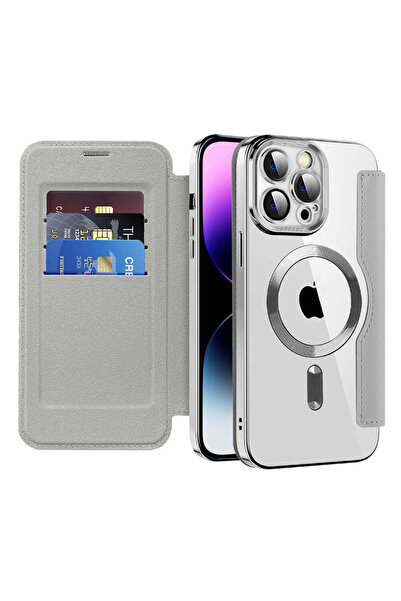 Techsuit Калъф за iPhone 14 Pro Max, SmartMag Book Case, синьо-сив