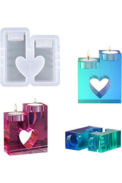 STARSTAR 2-Piece Tea Candle Holder - Resin Mold - Heart-Shaped Candle Holder