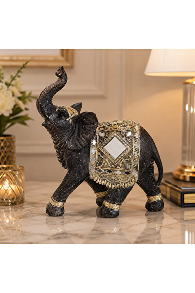 Dania Luxury Decorative Mirror Elephant Figurine with Oriental Decorations - ...