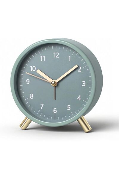 STARSTAR green metal analog alarm clock with a night light, silent operation,...