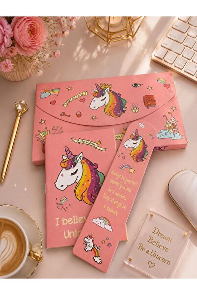 4nio Set de 3 caiete unicorn / set de semne de carte