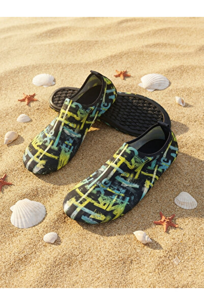 Erkek Deniz ve Havuz Ayakkabısı Kaydırmaz Aqua Shoes Hızlı Kuruyan Plaj Su Ayakkabısı Desenli