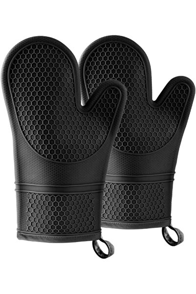 STARSTAR 2-Piece Non-Slip Silicone Oven Glove Set with Soft Cotton Lining; Ki...