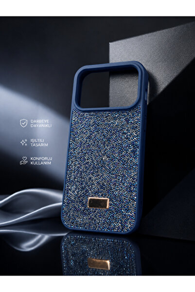 Vision iPhone 17 Pro Max Taşlı parlak kılıf