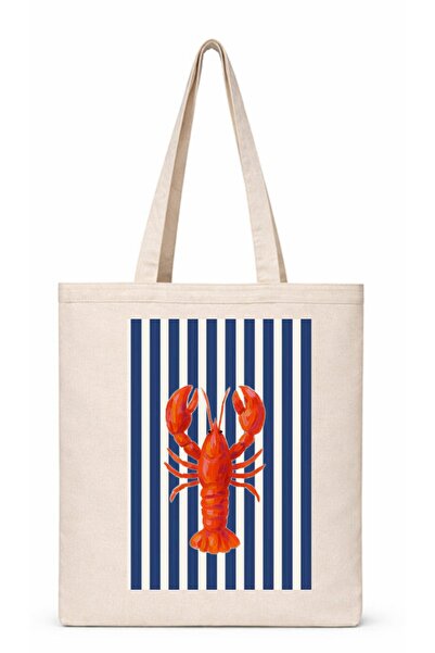 ARSLAN BAYRAK REKLAM PROMOSYON Cloth Bag/Flax/Lobster Patterned/Long Handle 4...