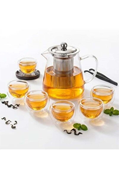 DubaiGallery Elegant Heat-Resistant Glass Teapot Set with Fine Mesh Stainless...