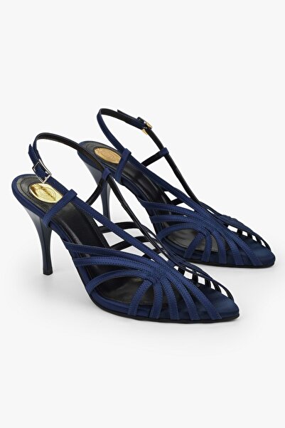 Shoeberry Pantofi cu toc din satin Aliva bleumarin pentru femei