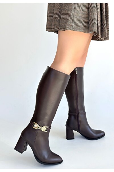 DMR Elegance Mooni Brown Leather Heeled Boots