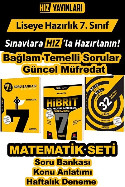 Hız Yayınları 7. Sınıf Matematik Seti -Bağlam Temelli Sorular ve Güncel Müfte...