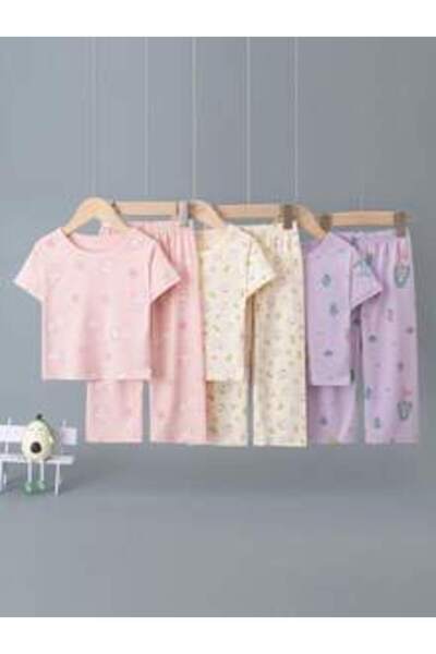 OEM Pijamale pentru fete, set de 6 bucăți, cu mânecă scurtă și pantaloni lung...