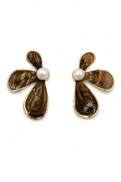 Jack Ferrero Yellow Tone Metal Brown Leaf Patterned Look Stone Detailed Bijou...
