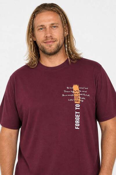 Starbattal Men's Large Size Crew Neck T-Shirt Forget to Rules 25156 Murdum