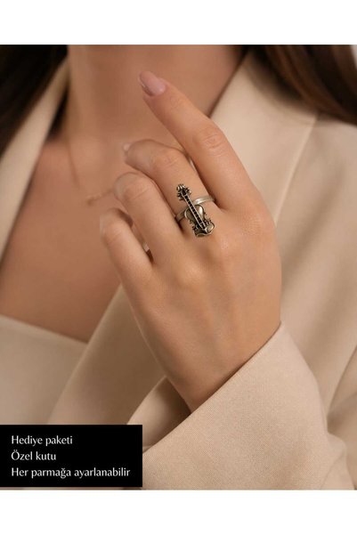 HER ŞEY NOTA www.herseynota.com Antique Silver Color Adjustable Women's Ring ...