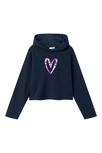 Name it Μπλούζα φούτερ crop "Heart" μπλε