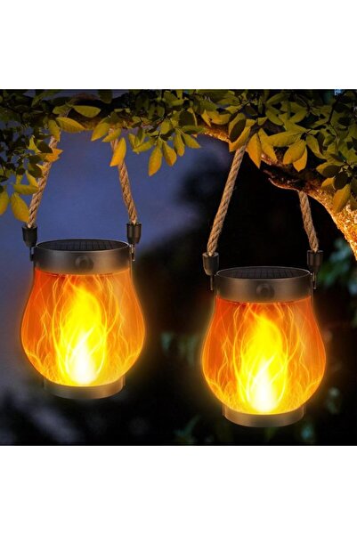 STARSTAR 2-Pack Outdoor Solar Flame Lanterns, Dual-Charging Waterproof Hangin...