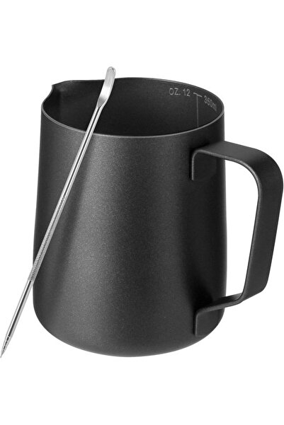 STARSTAR Milk Jug with Latte Decoration Pen Black Teflon Coating 350ml 304 St...
