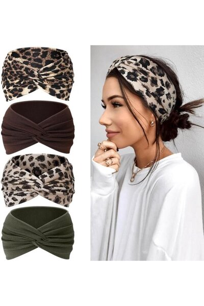 STARSTAR 4-Pack 18cm Extra Wide Bohemian Stretch Headbands for Women, Elastic...