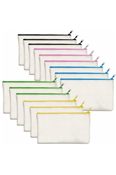 STARSTAR 15-pack blank cotton canvas zipper pouches, DIY cosmetic bag, pencil...