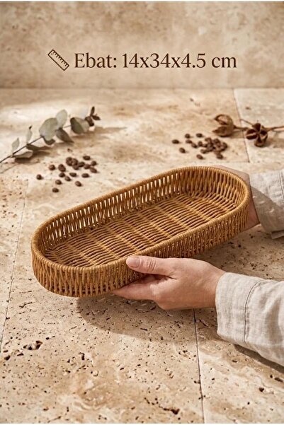 Atbyhome Rattan Oval Bread Basket 14X34X4.5 cm - Handwoven Wicker Spice Rack ...