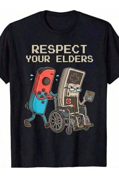 LİNA06 Funny Retro Gamer Graphic-Shirt Soft Cotton Tee Vintage Console Old Sc...
